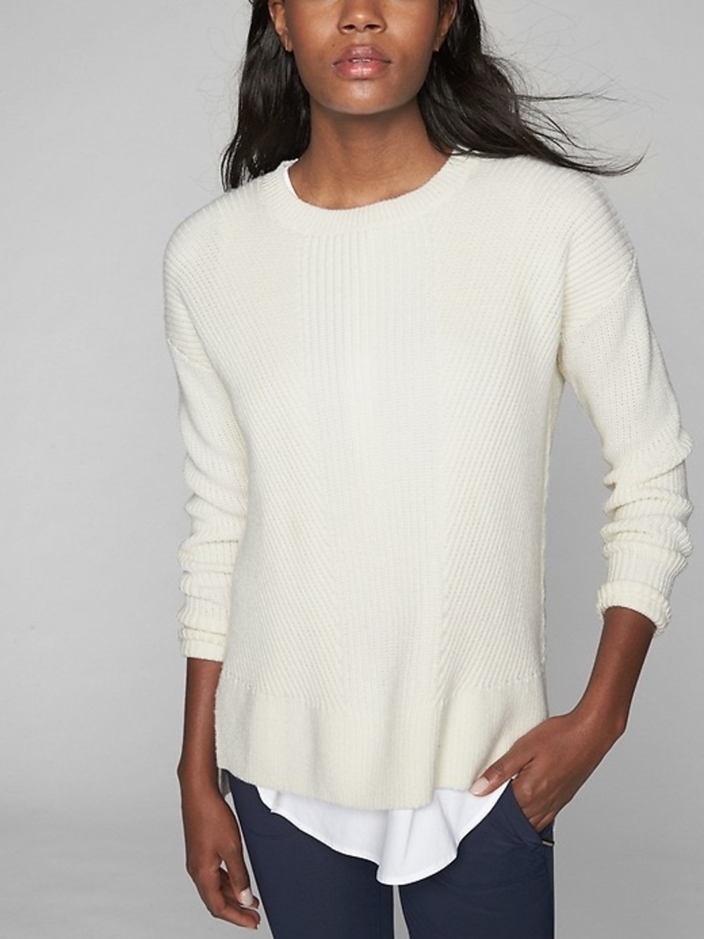 Athleta Cream Merino Tunic Sweater